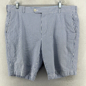 BROOKS BROTHERS Shorts Mens 40 Seersucker 10" Striped Bermuda Chino Cotton Blue